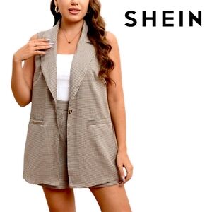 Shein - Gingham Plaid Vest & Shorts Two-Piece Set - Large/US 8-10